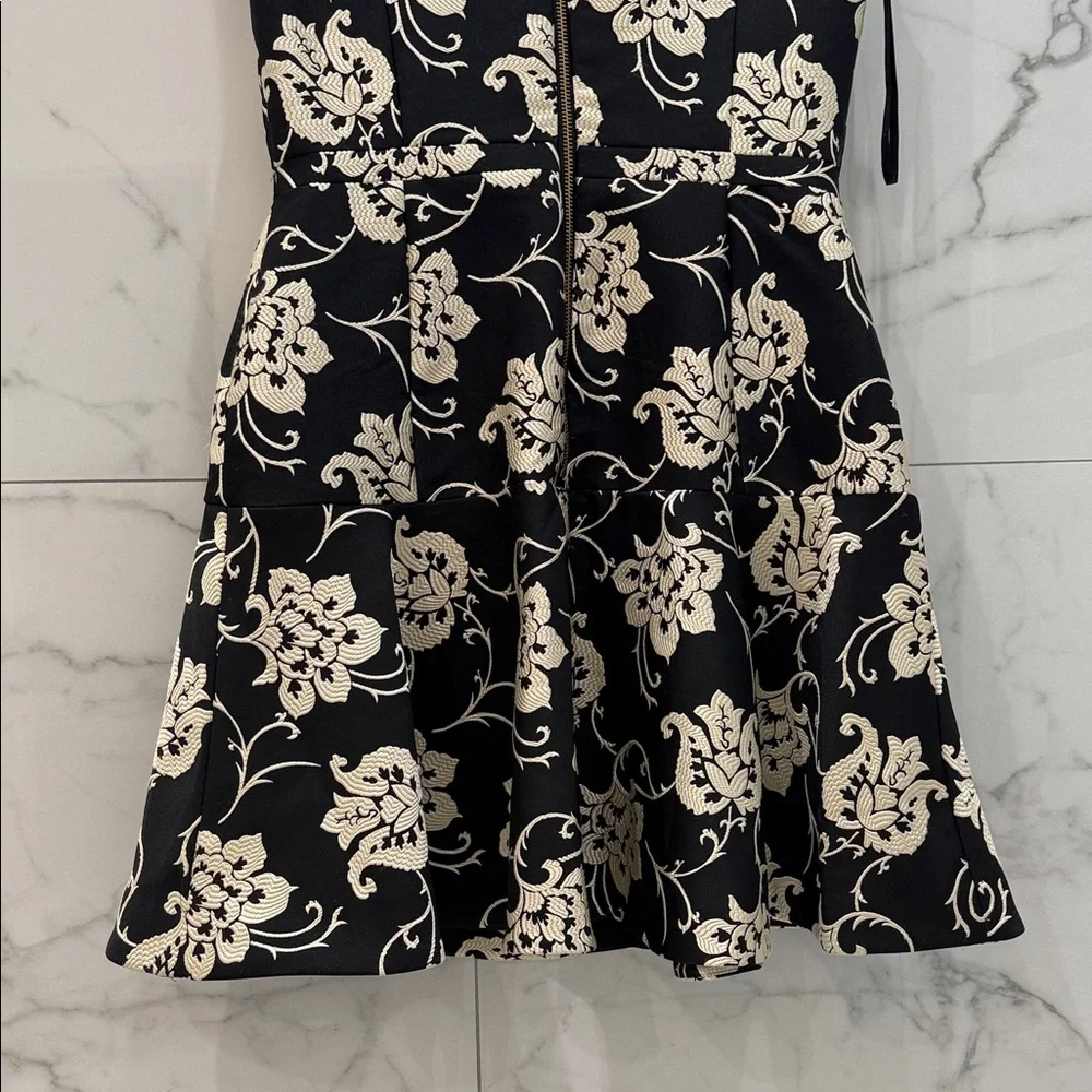 NWT Ted Baker London Black Cream Floral Jacquard Fit & Flare Mini Dress Size 4 - Picture 9 of 9